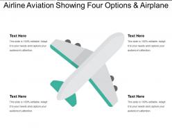 Airline aviation showing four options and airplane