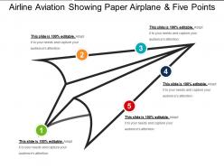 Airline aviation showing paper airplane and five points