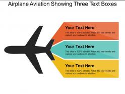 Airplane aviation showing three text boxes
