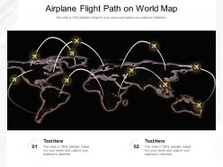 Airplane flight path on world map