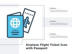 Airplane flight ticket icon with passport