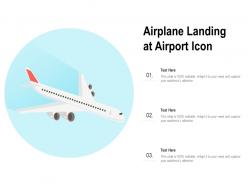 Airplane landing at airport icon