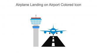 Airplane Landing On Airport Colored Icon In Powerpoint Pptx Png And Editable Eps Format