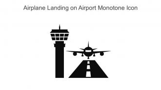 Airplane Landing On Airport Monotone Icon In Powerpoint Pptx Png And Editable Eps Format