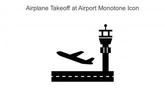 Airplane Takeoff At Airport Monotone Icon In Powerpoint Pptx Png And Editable Eps Format