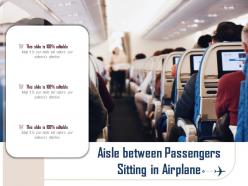 Aisle between passengers sitting in airplane