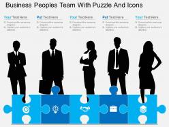 Aj business peoples team with puzzle and icons flat powerpoint design