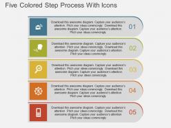 Ak five colored step process with icons flat powerpoint design