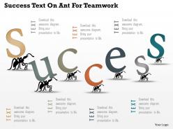 Ak success text on ant for teamwork powerpoint template