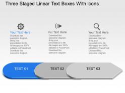 Al three staged linear text boxes with icons powerpoint template slide