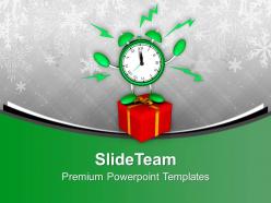 Alarm clock with gift christmas present powerpoint templates ppt backgrounds for slides 0113