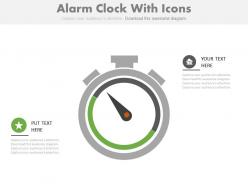 Alarm clock with icons for time management powerpoint slides