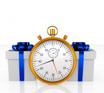 Alarm clock with two gifts stock photo