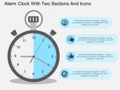 Alarm clock with two sections and icons flat powerpoint design