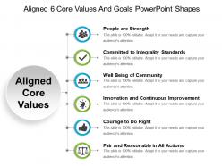 Aligned 6 core values and goals powerpoint shapes