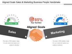 Aligned goals sales and marketing business people handshake