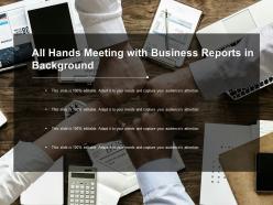 All hands meeting with business reports in background