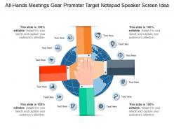 All hands meetings gear promoter target notepad speaker screen idea