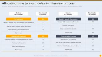 Allocating Time To Avoid Interview Formulating Hiring And Interview Program For Candidate Sourcing