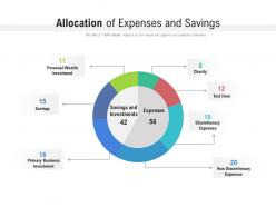 Allocation of expenses and savings