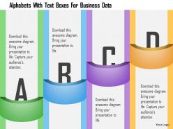 Alphabets with text boxes for business data powerpoint template