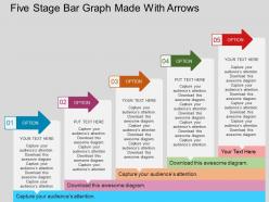 Am five staged bar graph made with arrows flat powerpoint design