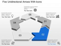 Am five unidirectional arrows with icons powerpoint template