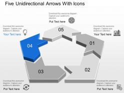 Am five unidirectional arrows with icons powerpoint template