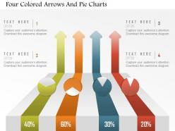 Am four colored arrows and pie charts powerpoint template