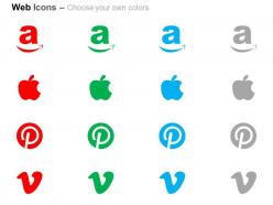 Amazon apple pinterest vimeo ppt icons graphics