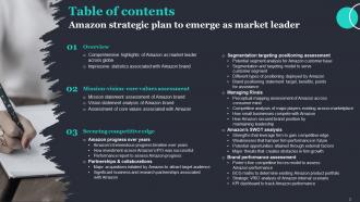 Amazon Strategic Plan To Emerge As Market Leader Powerpoint Presentation Slides Strategy CD Ideas Images