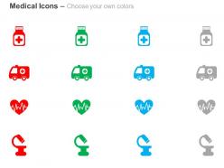 Ambulance medicine ecg microscope healthcare ppt icons graphics