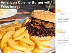 American cuisine burger with fries image