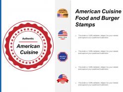 American cuisine food and burger stamps
