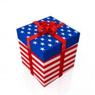 American flag design gift box stock photo