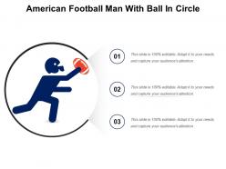 American football man with ball in circle