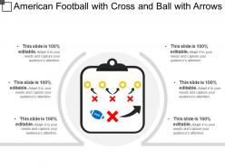 American football with cross and ball with arrows