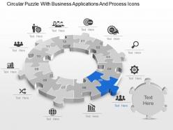 An circular puzzle with business applications and process icons powerpoint template slide