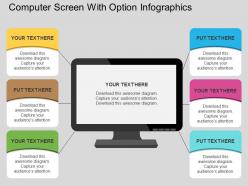 An computer screen with option infographics flat powerpoint design