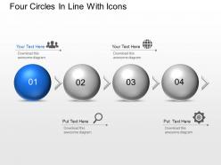 An four circles in line with icons powerpoint template