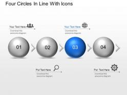 An four circles in line with icons powerpoint template