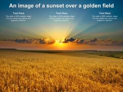 An Image Of A Sunset Over A Golden Field