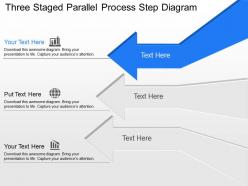 An three staged parallel process step diagram powerpoint template slide