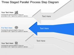 An three staged parallel process step diagram powerpoint template slide