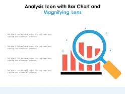 Analysis icon with bar chart and magnifying lens