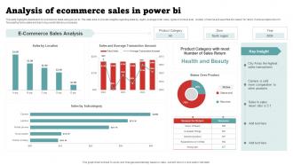 Analysis Of Ecommerce Sales In Power BI