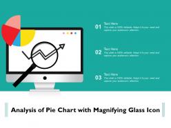 Analysis of pie chart with magnifying glass icon