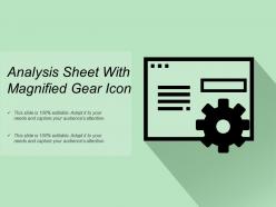 Analysis sheet with magnified gear icon