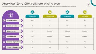 Analytical CRM Software Analytical Zoho CRM Software Pricing Plan SA SS