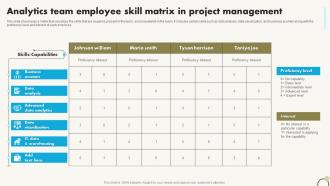 Analytics Team Employee Skill Matrix In Project Management